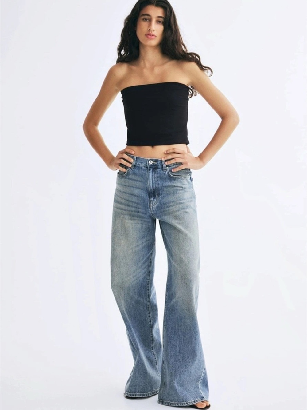 Cotton Ribbed divided Tube Tops - Picture 3 of 5